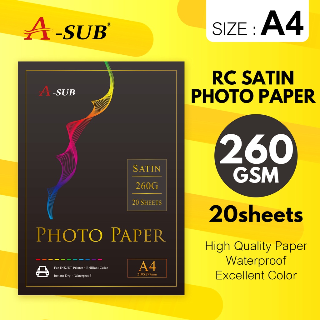 A4 RC Satin Photo Paper 260GSM 20Sheets For Any Inkjet Priter Shopee
