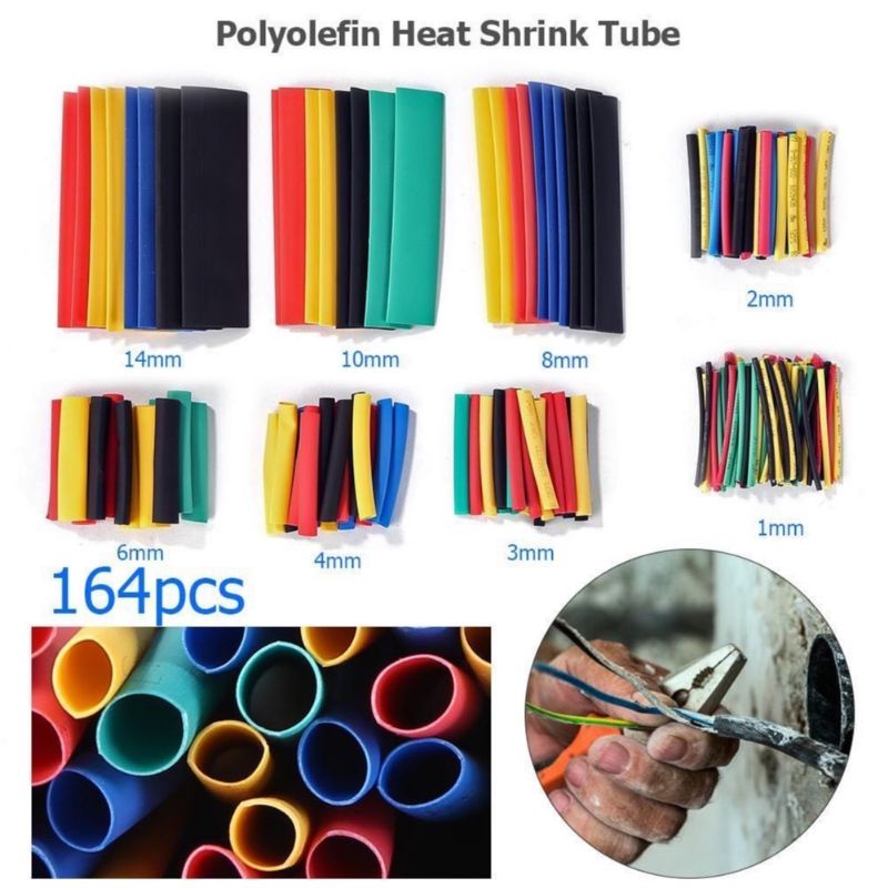 164pcs Heat Shrink Wire Tube Electrical Insulation Rubber Insulator
