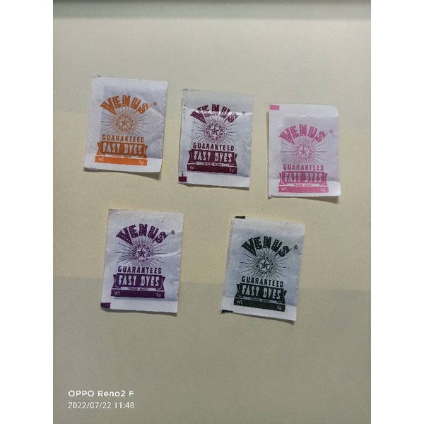 5 Sachet Venus Fabric Dye Color Assorted Color Shopee Philippines