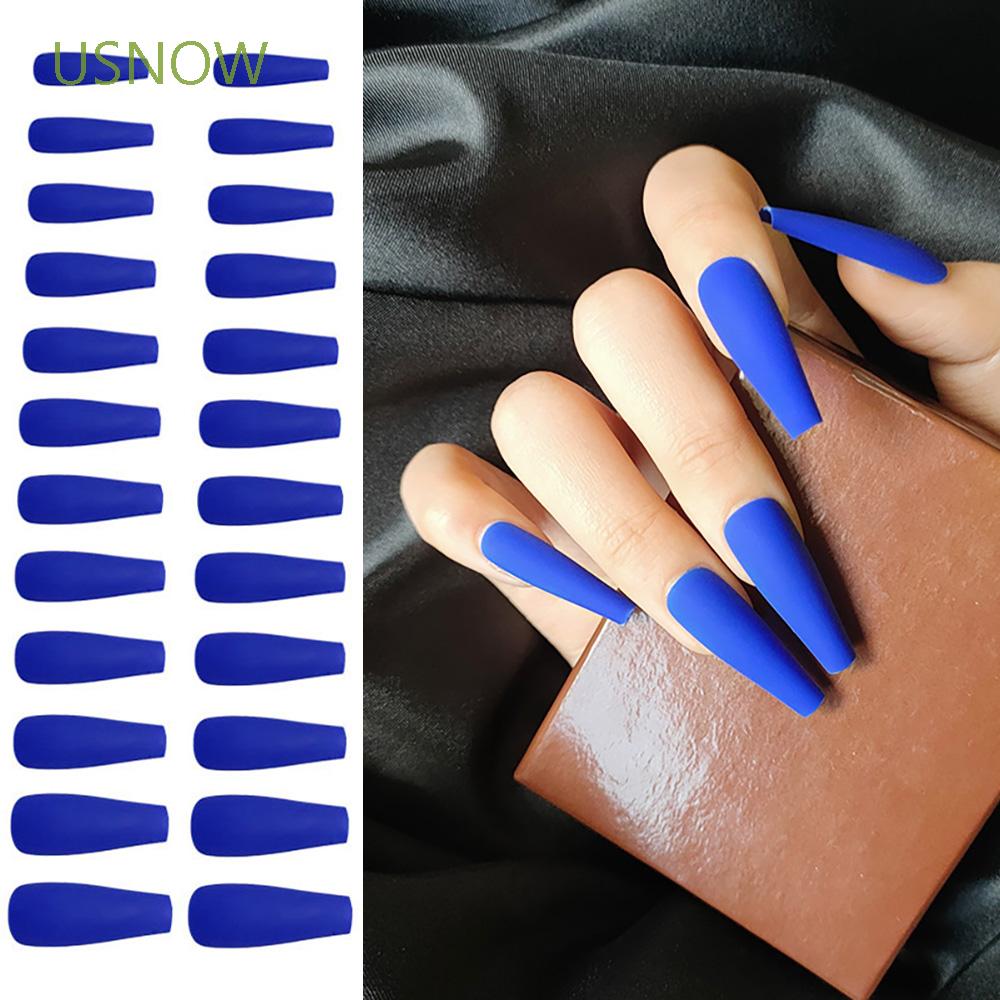Usnow 24pcs French Nail Art Dark Blue Manicure False Nail Tips Detachable Diy Press On Nail Matte Full Cover Acrylic Ballerina Fake Nails Multicolor Shopee Philippines