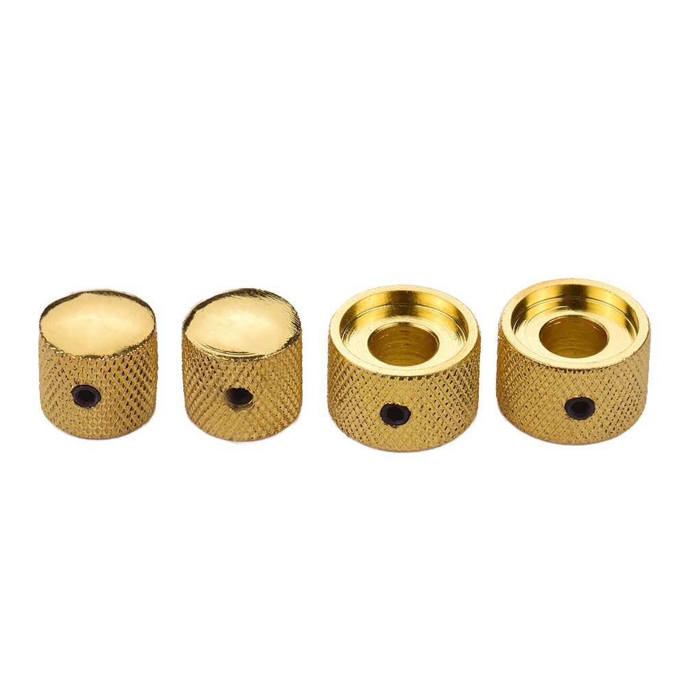 Set Dual Concentric Stacked Control Knobs for Electric Guitar or Bass Gold Plated