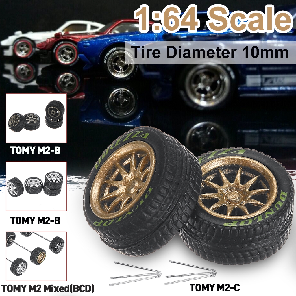 Rubber Tires Custom Hot Wheels Matchbox,Tomy 1/64 Scale Alloy Wheels 