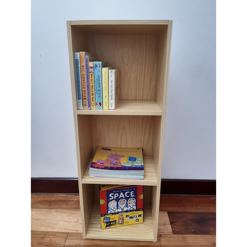 3 Tier Stackable Wooden  Toy Shelf Bookshelf  Shopee 