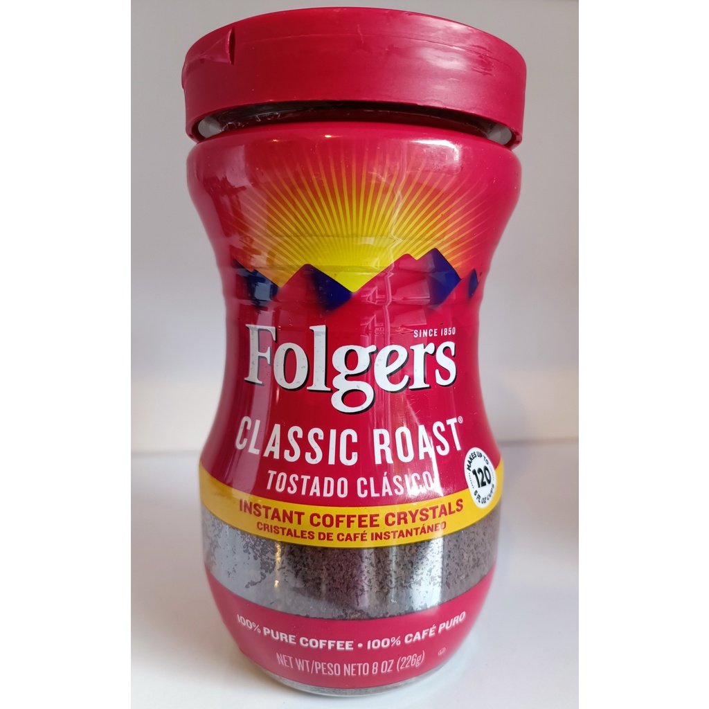 Folgers Classic Roast Instant Coffee Crystal 8oz jar / 226g Shopee