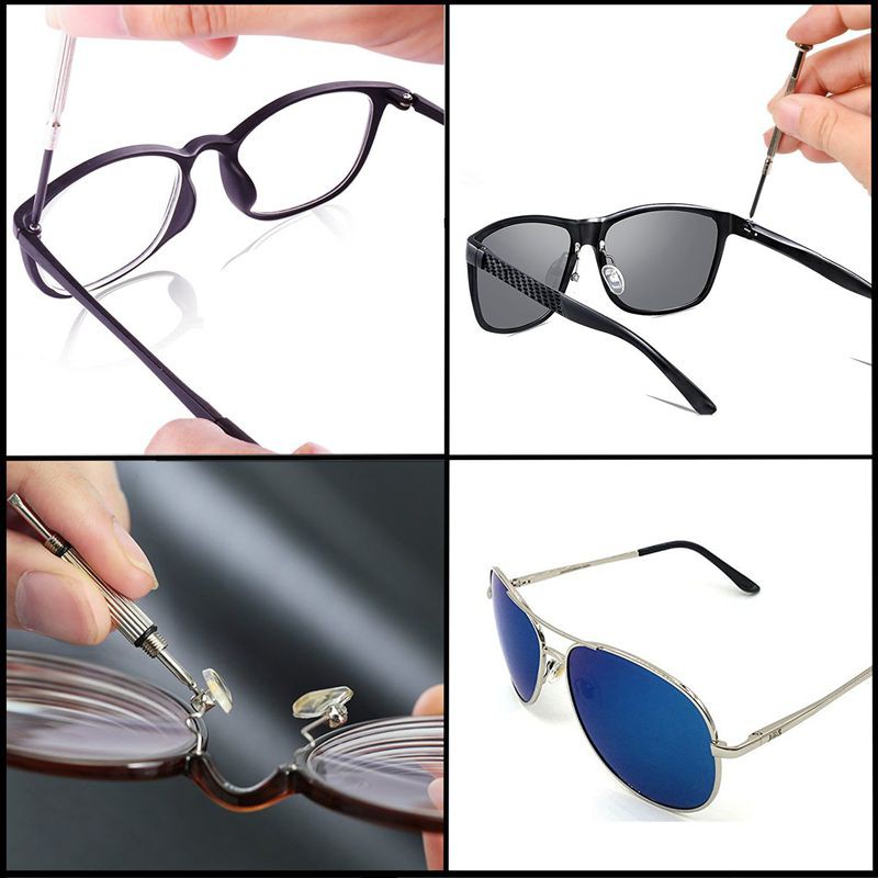 Details about   Eyeglass Repair Kit Glasses Screws Nose Pads Screwdriver Tweezers Set Sunglasses 