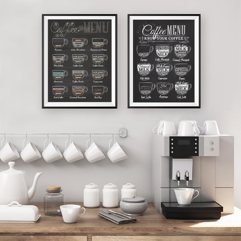 Coffee Prints Vintage Style Chalkboard Poster Cafe Wall Art Decor Canvas Painting Retro Ee Philippines - Coffee Wall Art Canvas