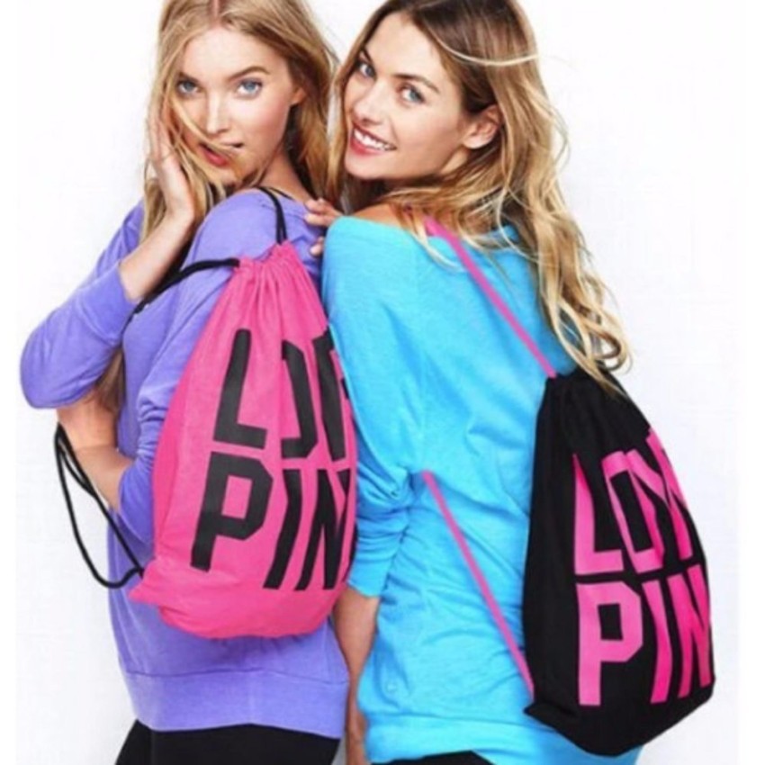 victoria's secret pink drawstring backpack