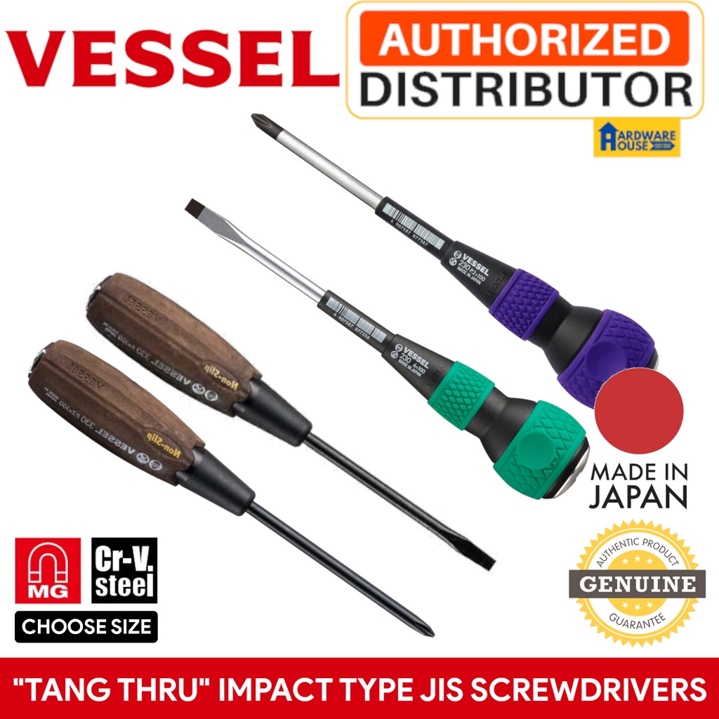 MADE IN JAPAN ORIGINAL Impact Thru Type Screwdriver Screw Driver Flat