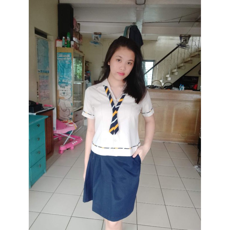 Personal Preloved Jru Senior High School Uniform Set With Jogging Pants S Shopee Philippines