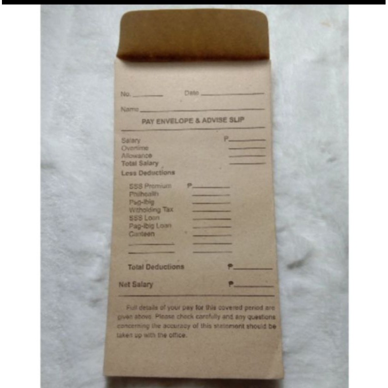 Salary/Pay envelope and advise slip (500 pcs/box) Shopee Philippines