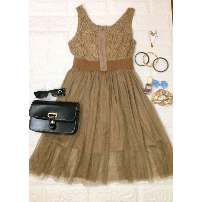 Brown Casual Lace Dress | Shopee Philippines