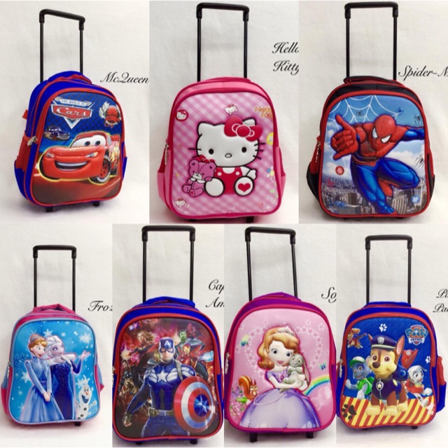 character trolley school bags