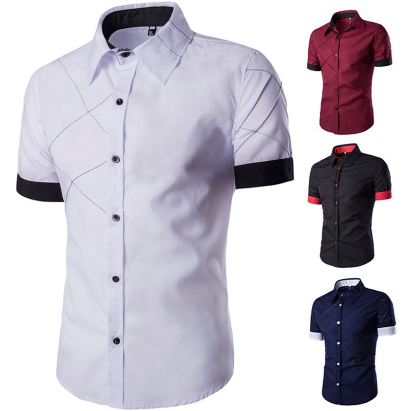 short sleeve slim fit dress shirt