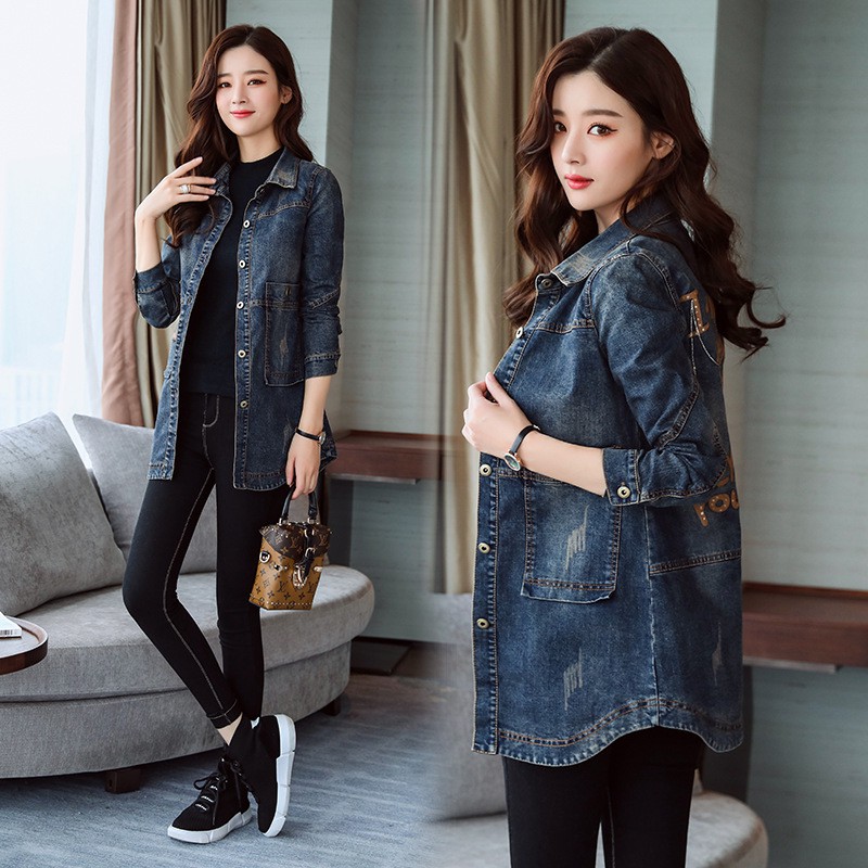 long ripped denim jacket