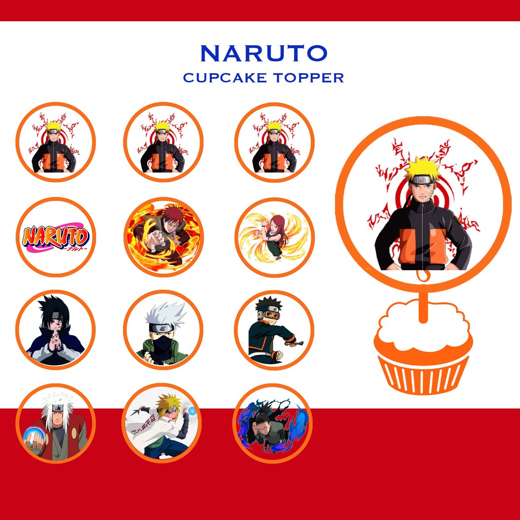 Naruto themed round cupcake topper shopee philippines