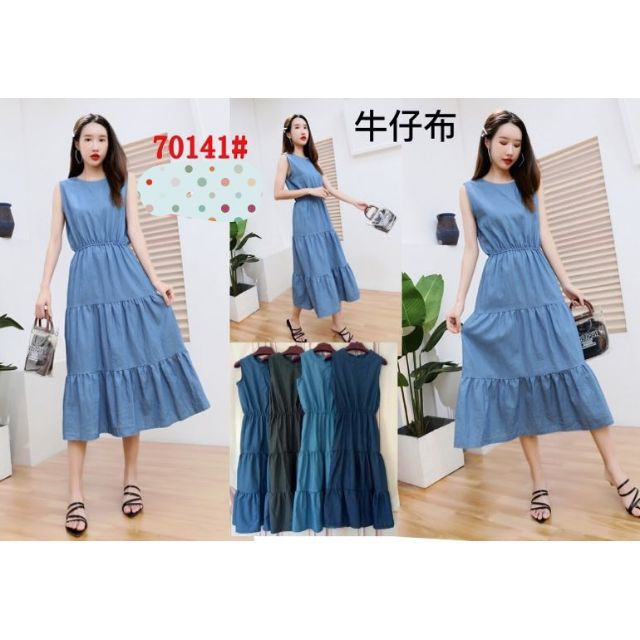 sleeveless denim maxi dress