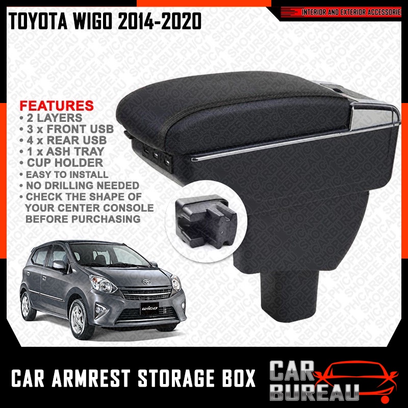 TOYOTA WIGO 2014 2022 CAR ARM REST PREMIUM BOX / ARMREST CONSOLE BOX