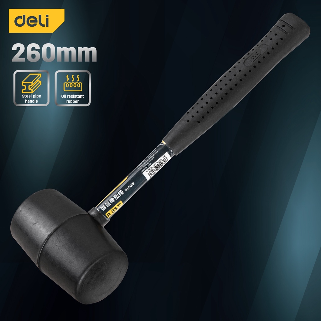 Deli 16oz(450G) Rubber Mallet Hammer/Rubber Mallet for Tiles EDL5616