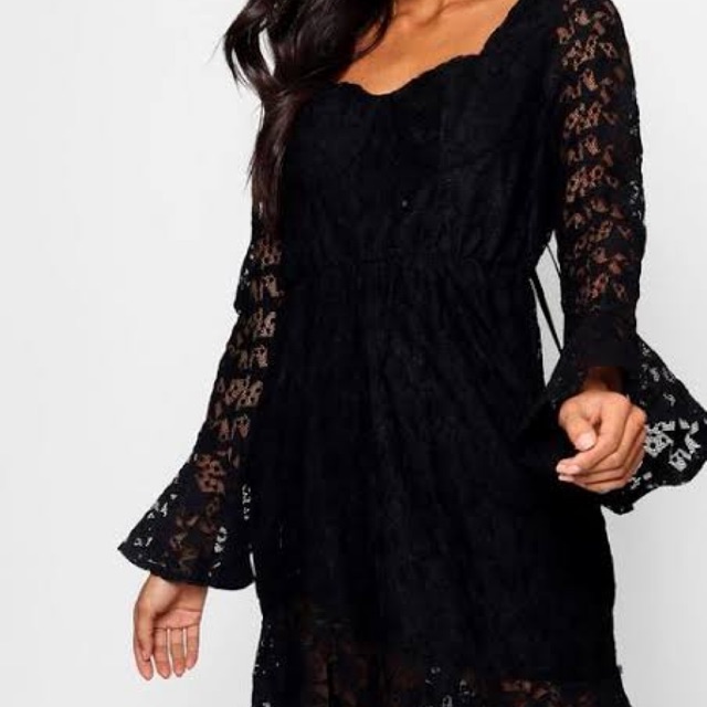 black lace tea dress