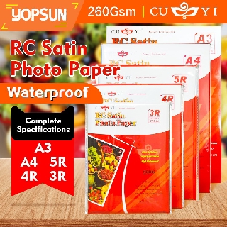 Cuyi Rc Satin Photo Paper All Size ( A3 / A4 / 5R / 4R / 3R ) 260Gsm 20Sheets
