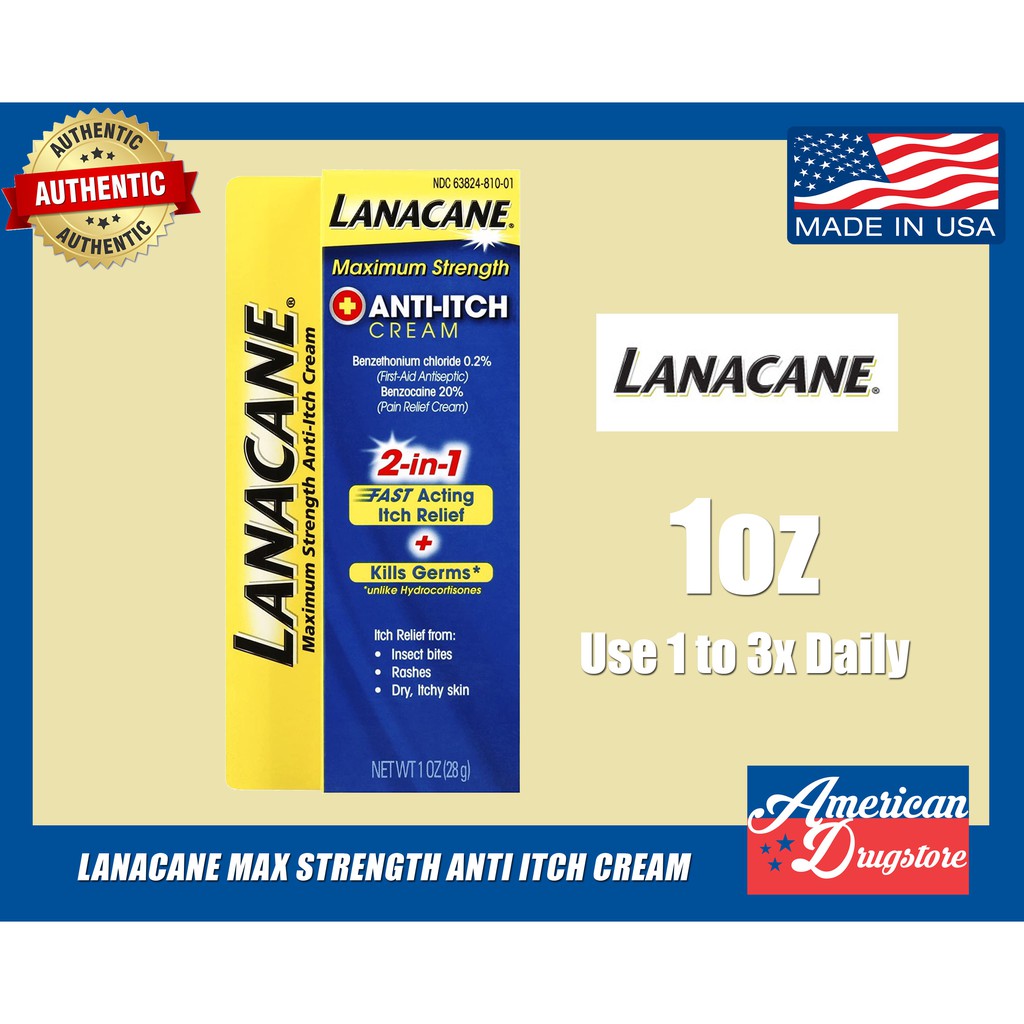 Lanacane Maximum Strength Anti-Itch Cream, 2-in-1 Fast Acting Itch ...