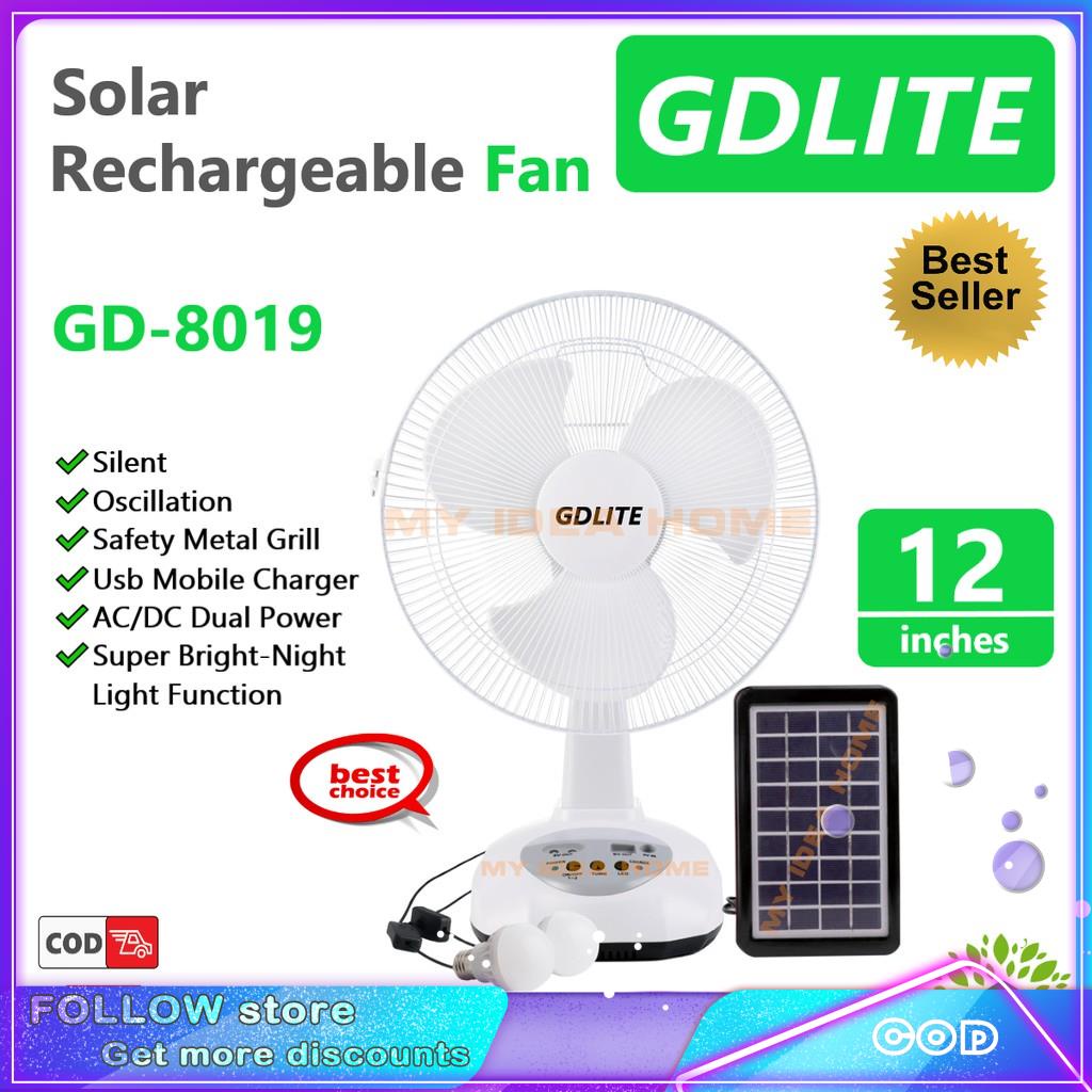 BOSCA And GDLITE Solar Recahrgeable Electric Fan Stand Fan With LED ...