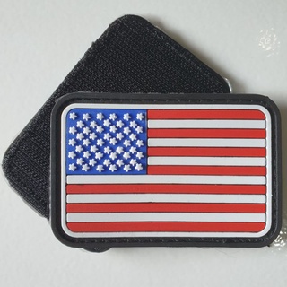 Red White Blue USA Flag Rubber Velcro Tactical Emblem Accessories for Uniform #1