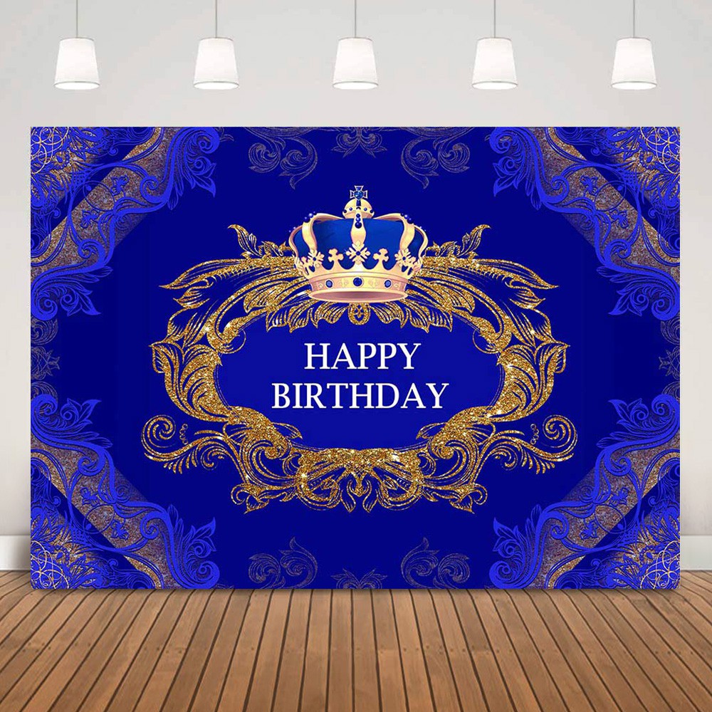 Children Happy Birthday Party Backdrop Decoration Royal Blue Texture Prince  Birthday Banner | Shopee Philippines