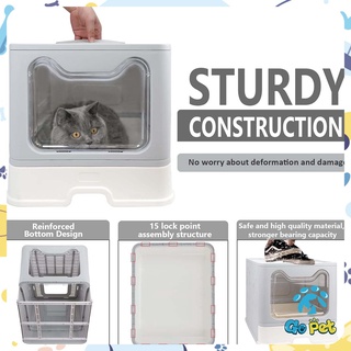 Foldable Cat Litter Box Large Size Semi -Closure Cat Bed With Drawer Oversize Top Entry Splash-proof #3