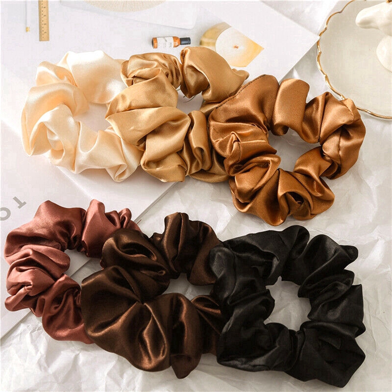 Satin Silk Fashion Scrunchies Sweet Solid Color Elastic Hair Bands Hair