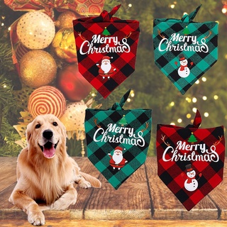 Pet Dog Christmas Bandana Bibs Pet Scarf Adjustable Cat Plaid Printed Pet Cats Christmas Costumes