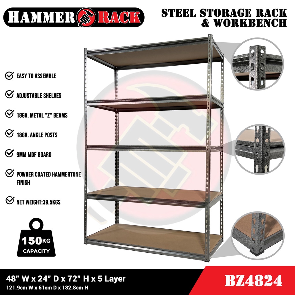 HAMMER RACK Boltless Steel Storage Shelving and Workbench Heavy Duty