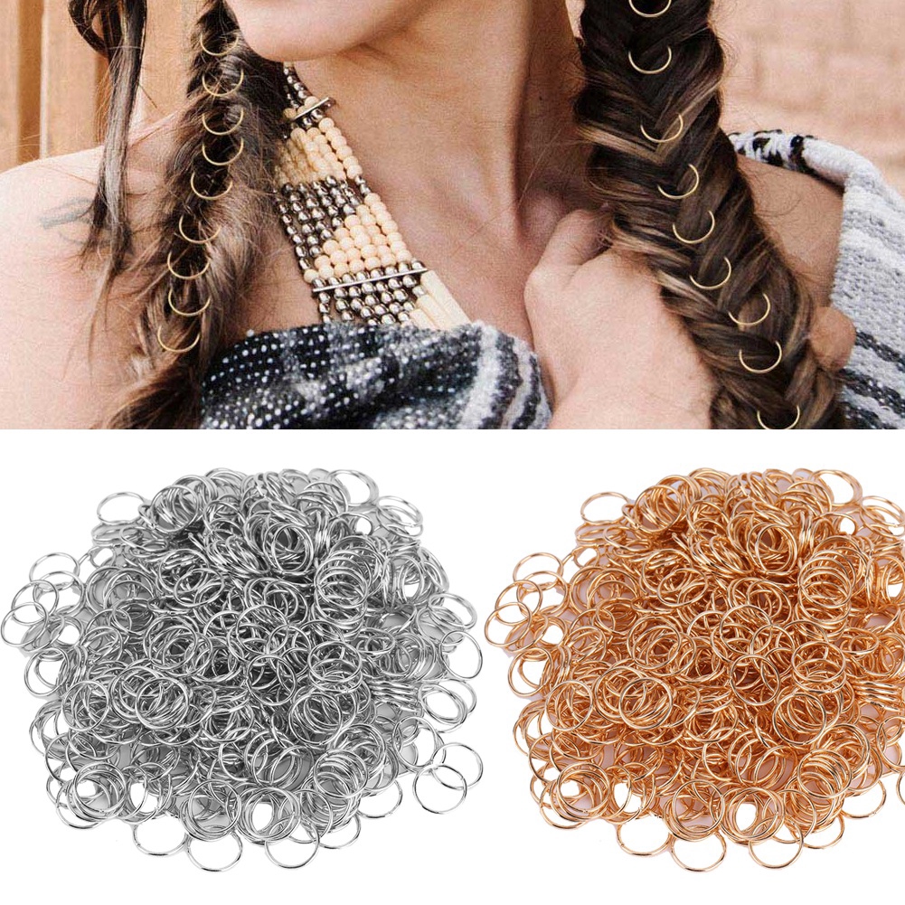 500pcs Hair Braid Rings Dreadlock Three Ply Hair Clips Loops