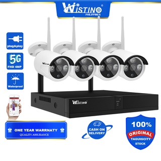 [Delivery in 3 Days]Wistino FHD 4MP NVR Kit Plug and Play Wireless 4CH HDMI CCTV System Kit P2P Outdoor IR Led Night Vision Security IP Cam
