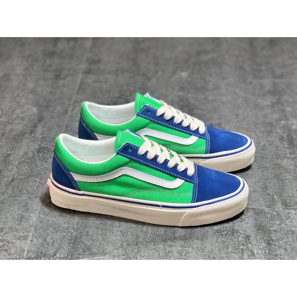 red green and blue vans