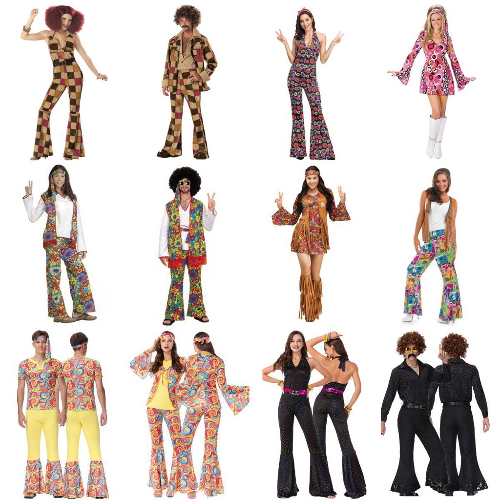 70s Retro Disco Cosplay Costume Halloween Fancy Dress Party Hiphop Set ...