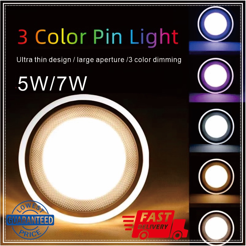 Tri Color Led Downlight Pin Light Ultra Thin Ceiling Light Recessed