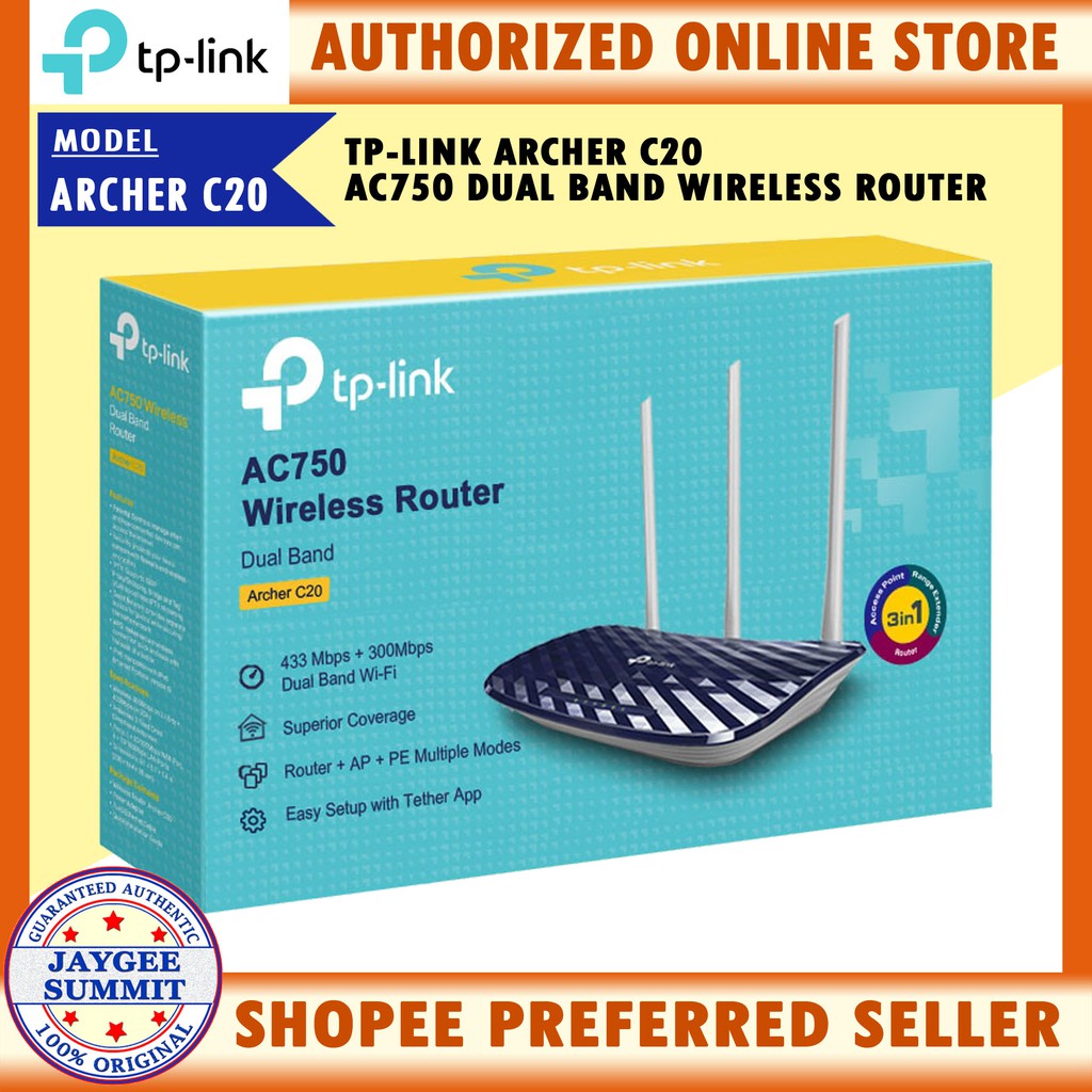 TP-Link Archer C20 AC750 Dual band 2.4Ghz & 5Ghz Wireless ...