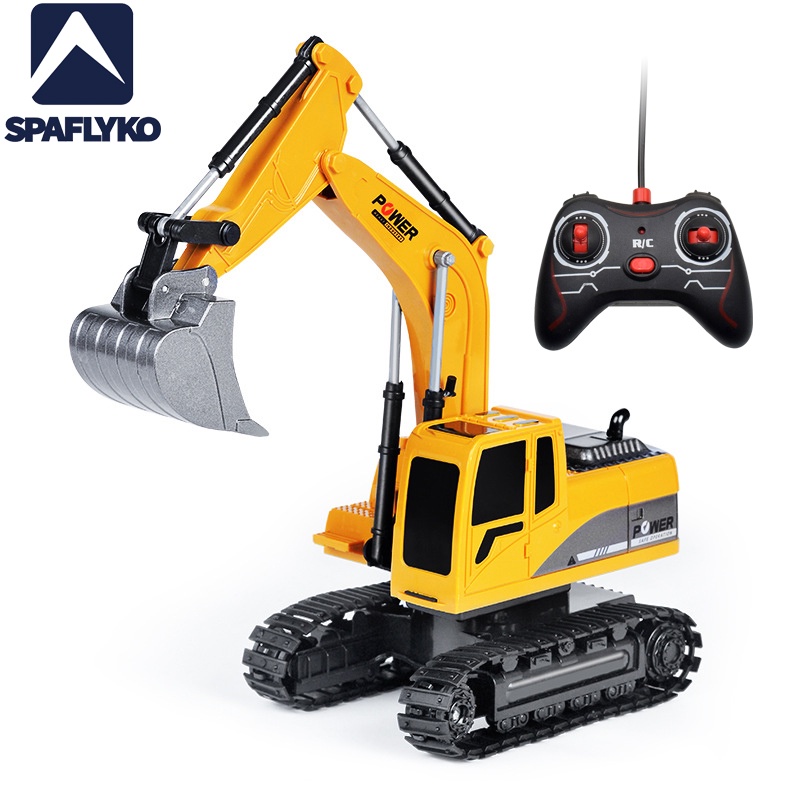 SPAFLYKO Remote Control Bulldozer 124 Alloy Plastic Engineering Car