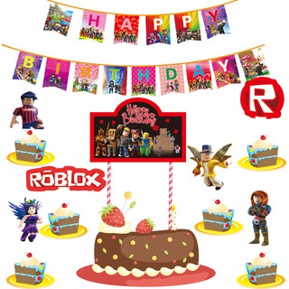 Ready New Roblox Theme Birthday Party Decoration Wirtual World Roblox Party Decoration Flag Tablecloth Paper Cup Paper Party Tableware Shopee Philippines - cake tool model 188 roblox