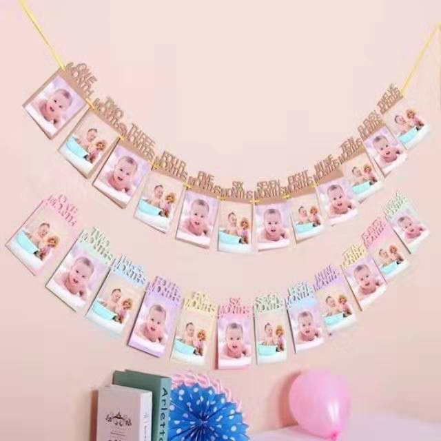 Diy Ins Style 1 12 Months Baby S 1st Birthday Commemorative Assembly Photo Wall Frame Banner Set Sho Philippines