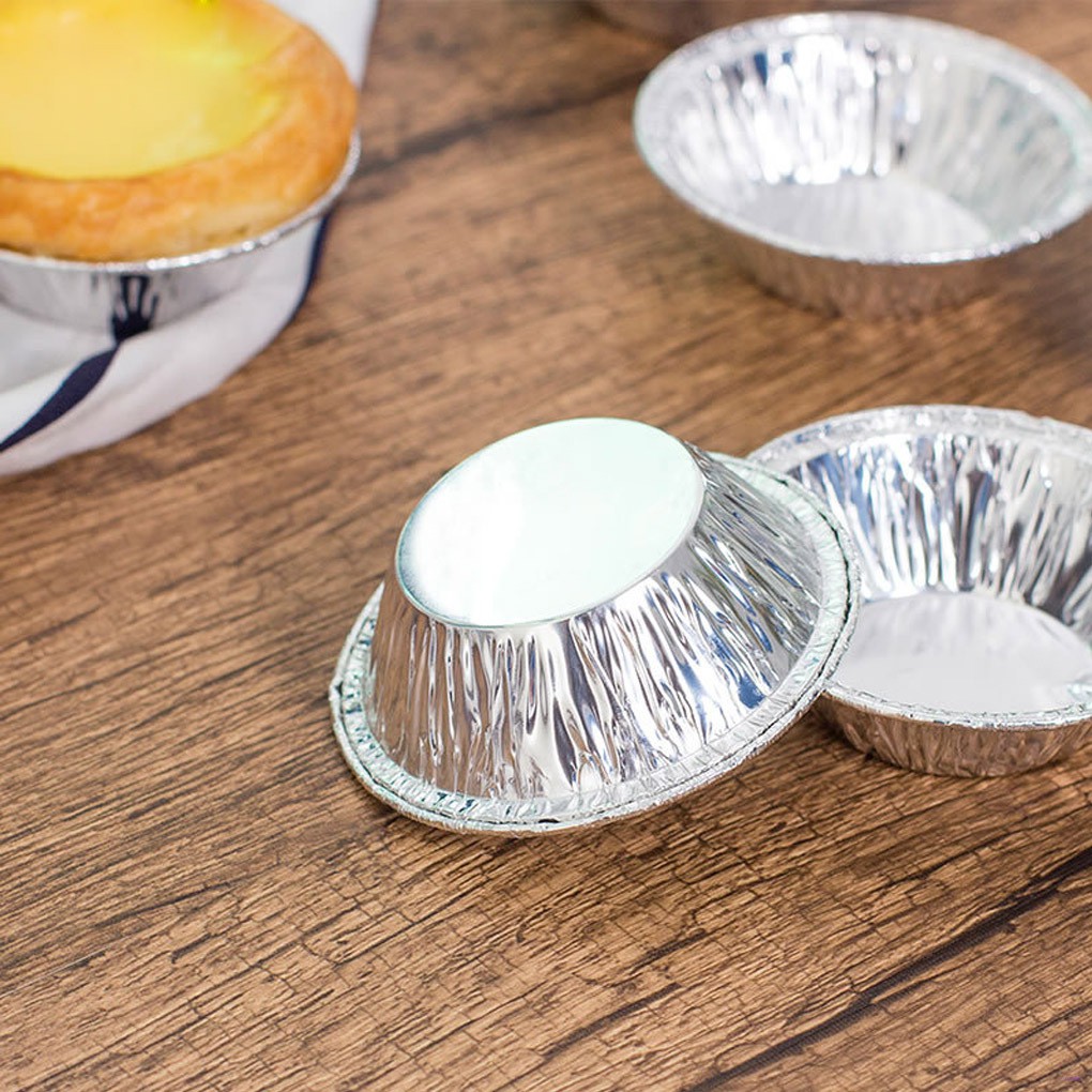 100pcs Disposable Round Egg Tart Mold Aluminum Foil Cups Baking Cookie