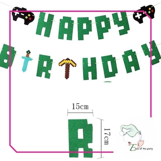 minecraft birthday 12 balloons happy birthday banner shopee