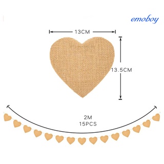emoboy Heart Shaped DIY Party Banner Imitation Linen Valentines Day Hanging Bunting for Photo Booth #5
