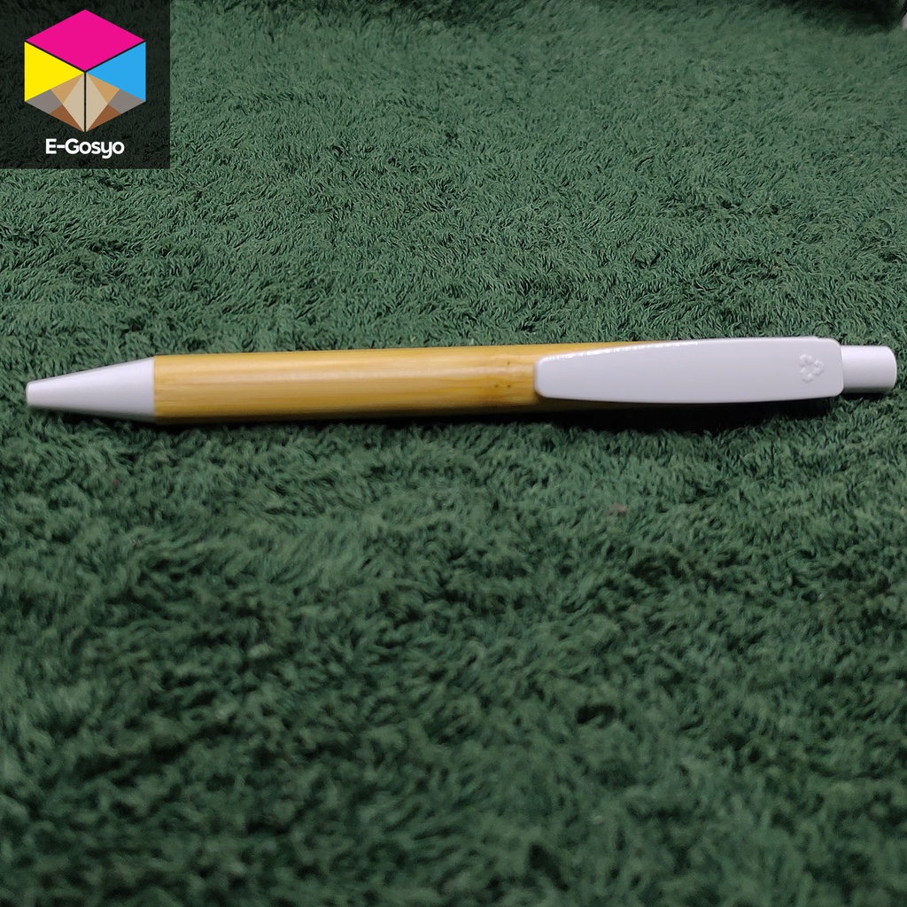 1 pc Bamboo Pen / Bamboo Ballpen Recyclable Plastic White Black Ink 1