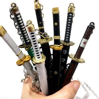 Anime One Piece Sword keychain 17cm CosPlay sword Zoro Law Katana gift Key holder