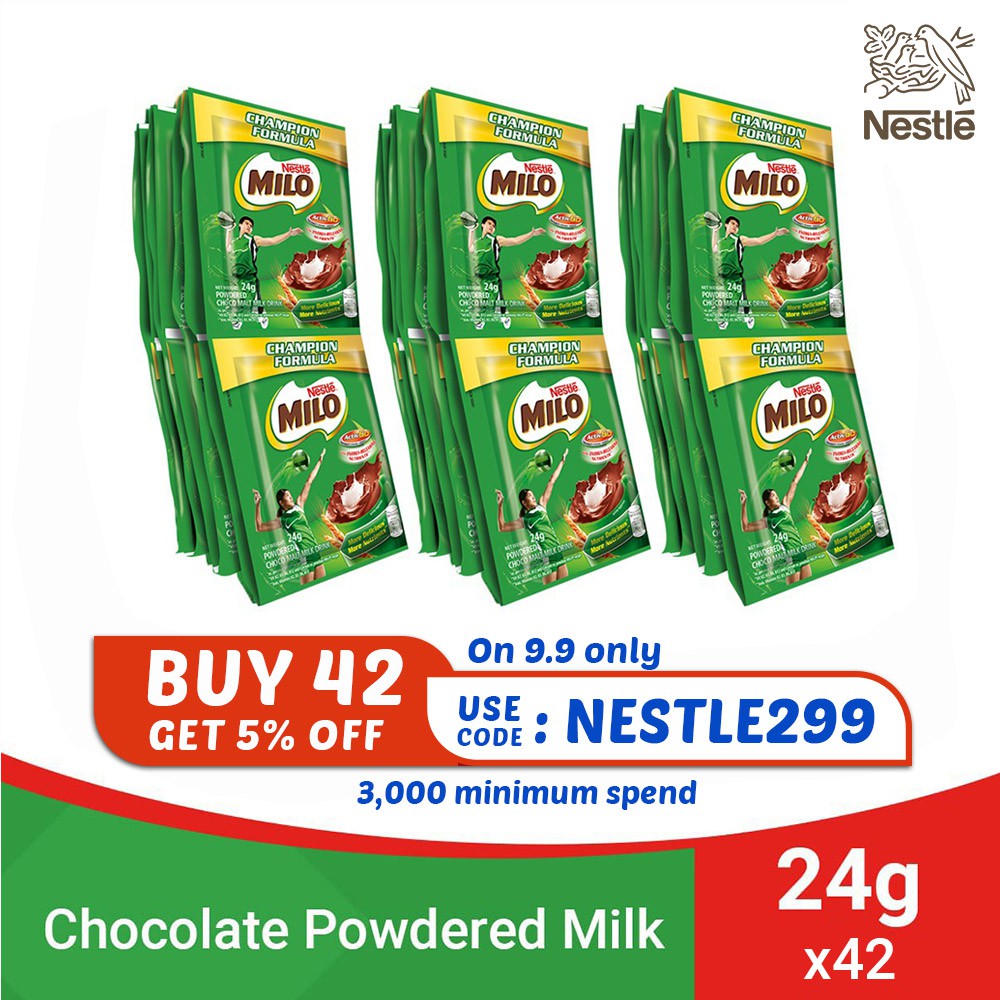 MILO Powdered Choco Malt Milk Drink 24g Pack of 42 sachets Shopee
