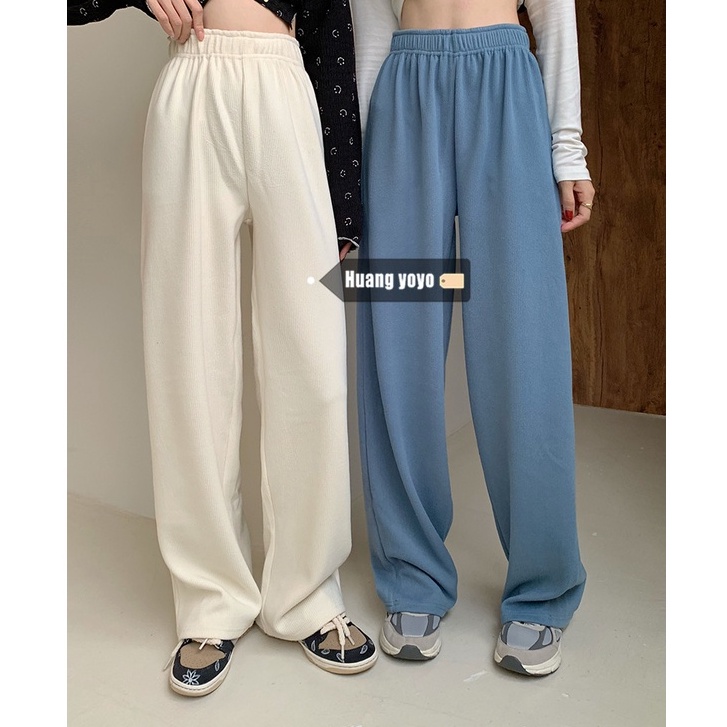 [Huangyoyo]Korean jogger pants for women high waist elastic straight ...