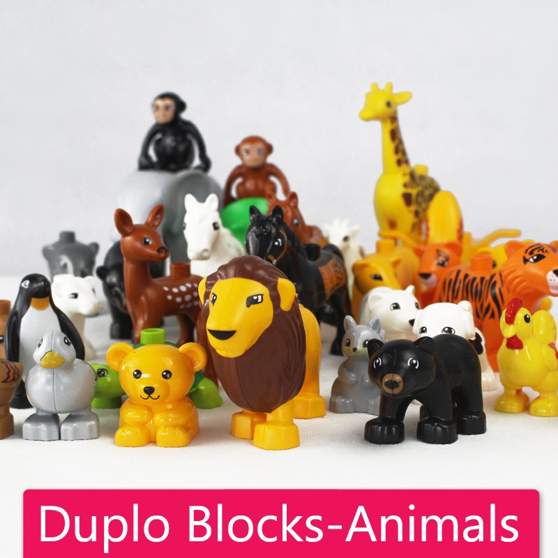 Animals Locking Duplo Dinosaur Shark Whale Elephant Penguin Lion Compatible