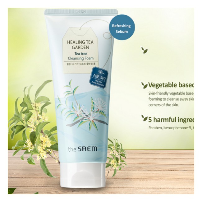 the saem healing tea garden tea tree cleansing foam